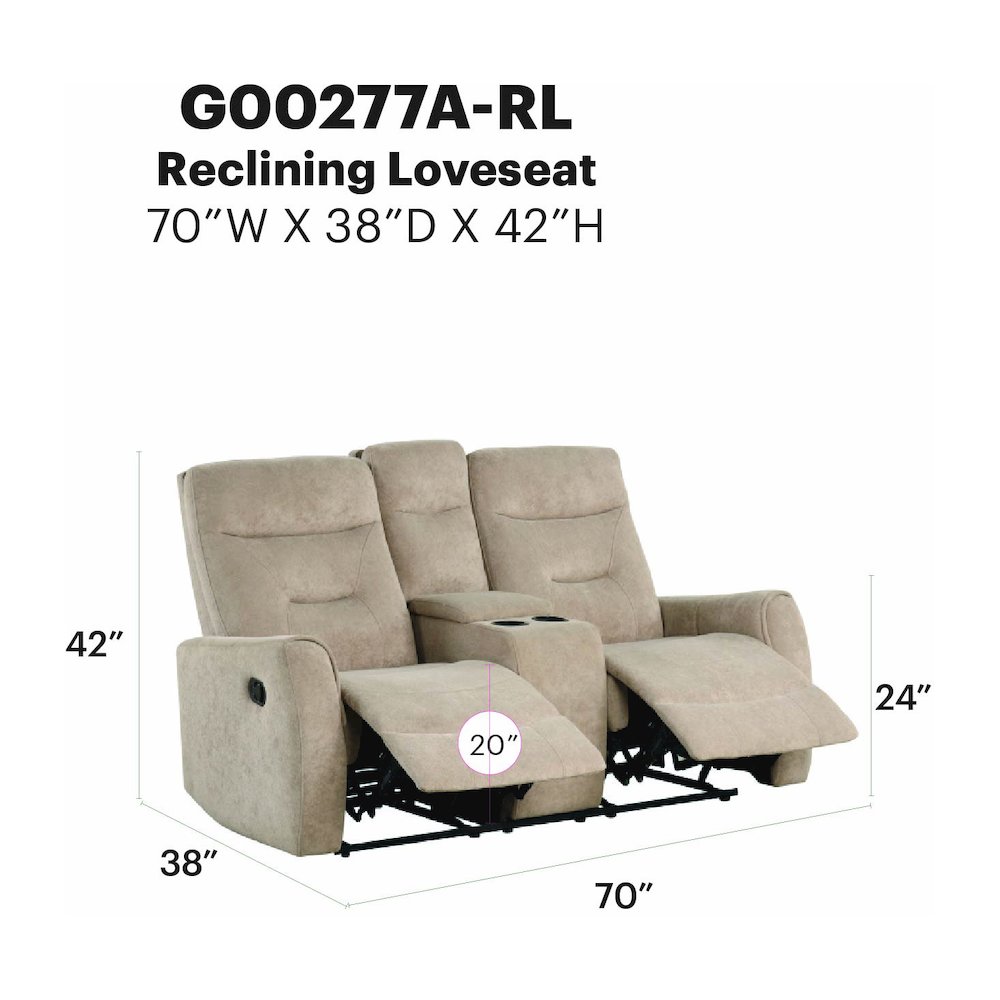Glory Furniture Paterson Loveseat With Console, Beige. Picture 7