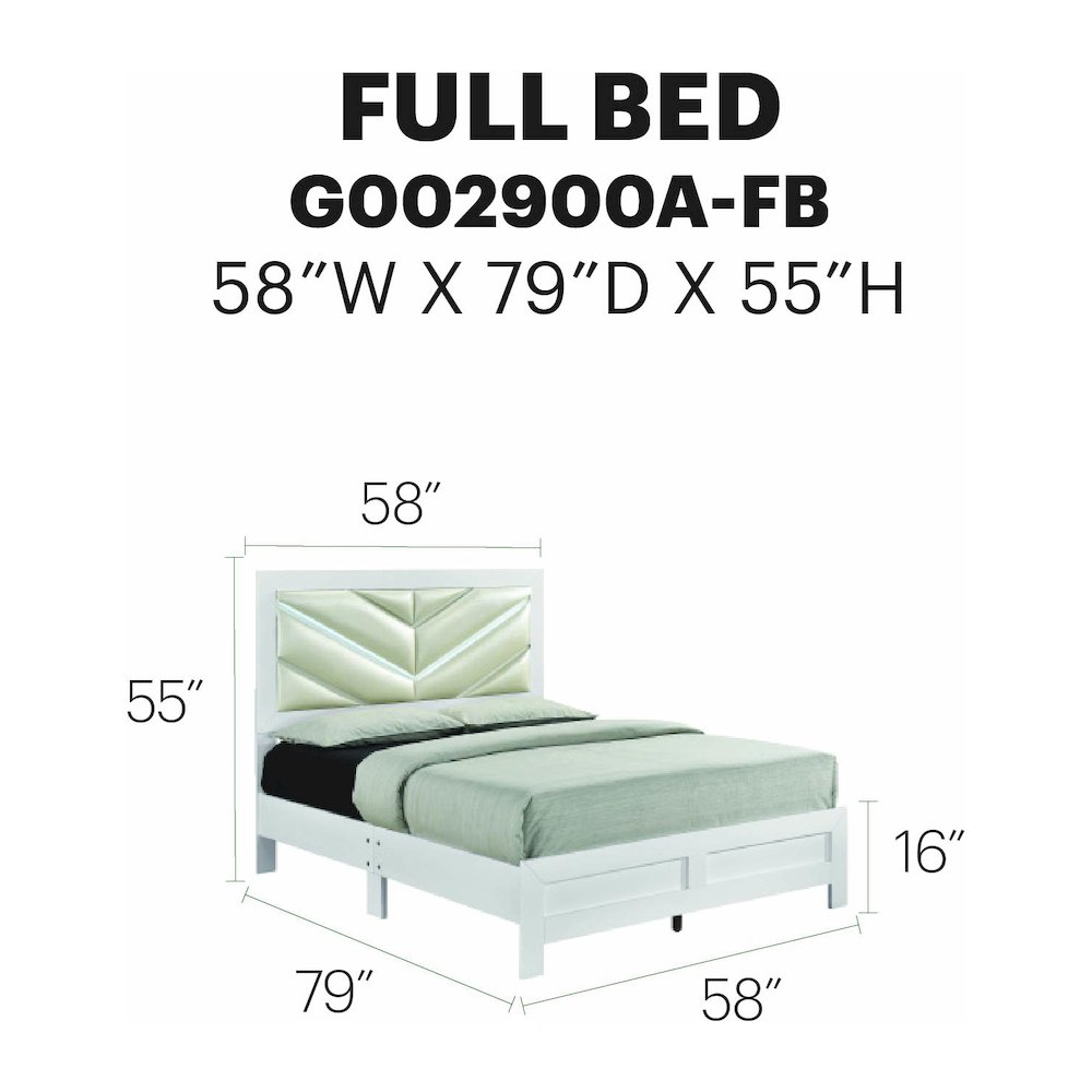 Glory Furniture Moreland Full Bed, Sparkling White. Picture 9