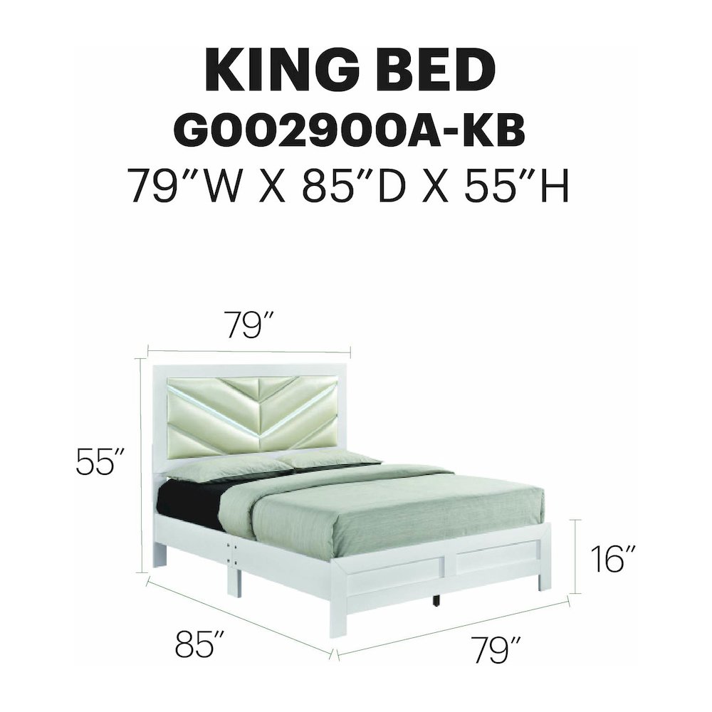 Glory Furniture Moreland King Bed, Sparkling White. Picture 9