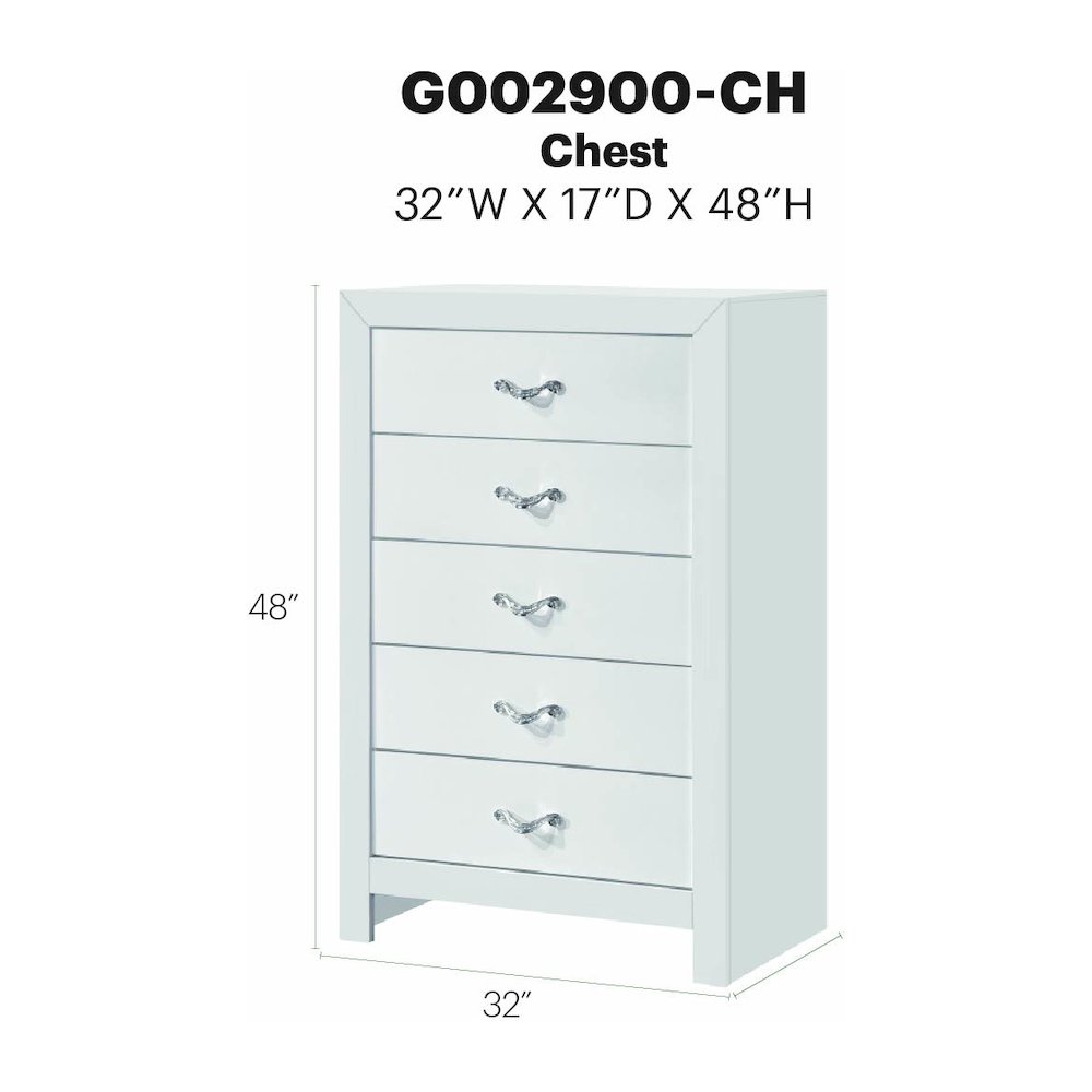 Glory Furniture Moreland Chest, Sparkling White. Picture 9