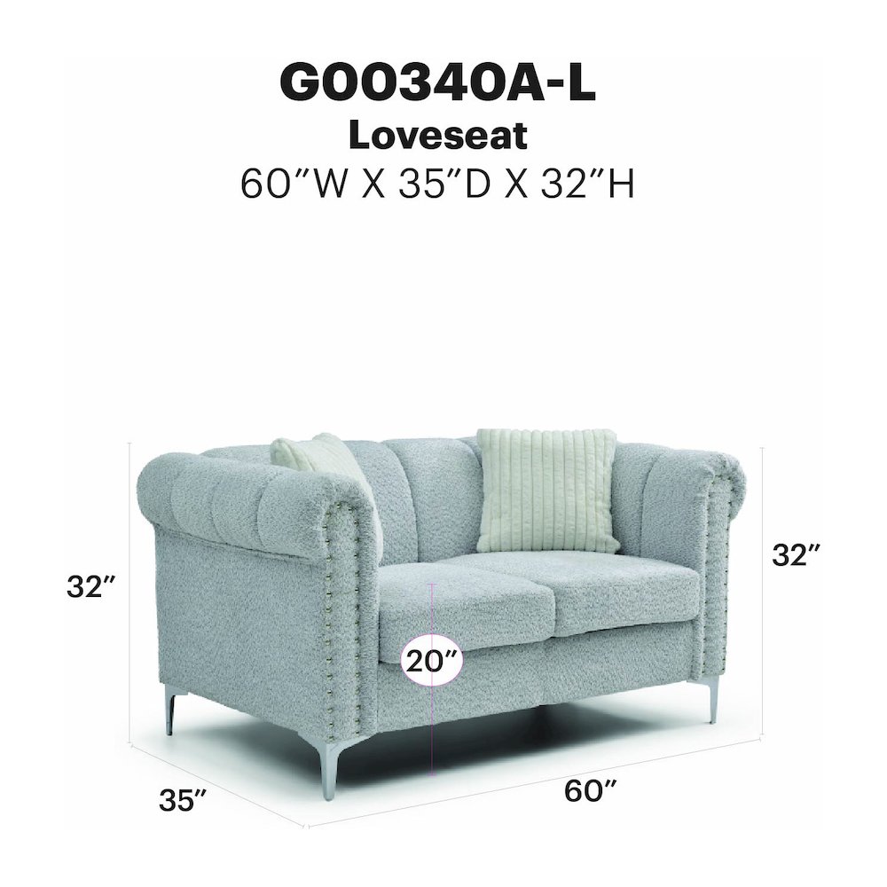 Glory Furniture Sammy Loveseat, Gray Color. Picture 8
