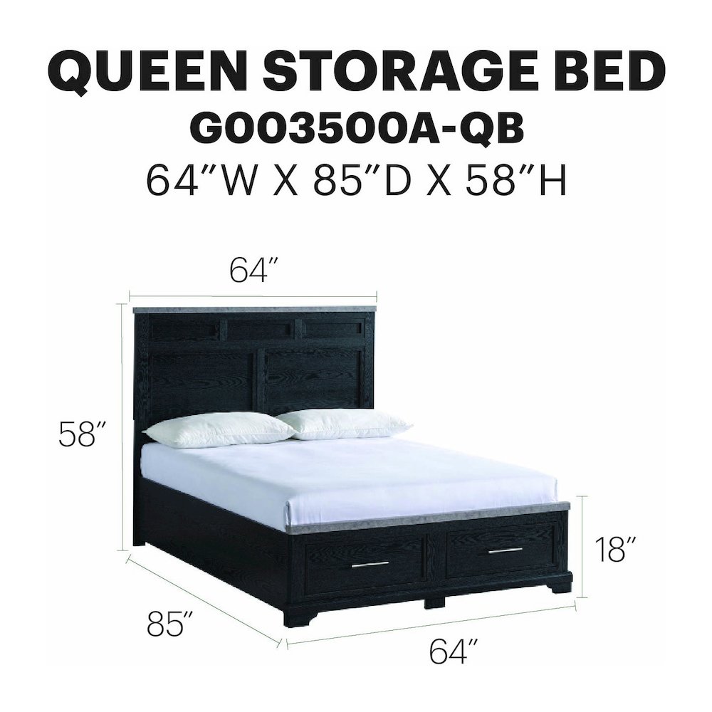 Glory Furniture Grande Queen Bed, Black. Picture 6