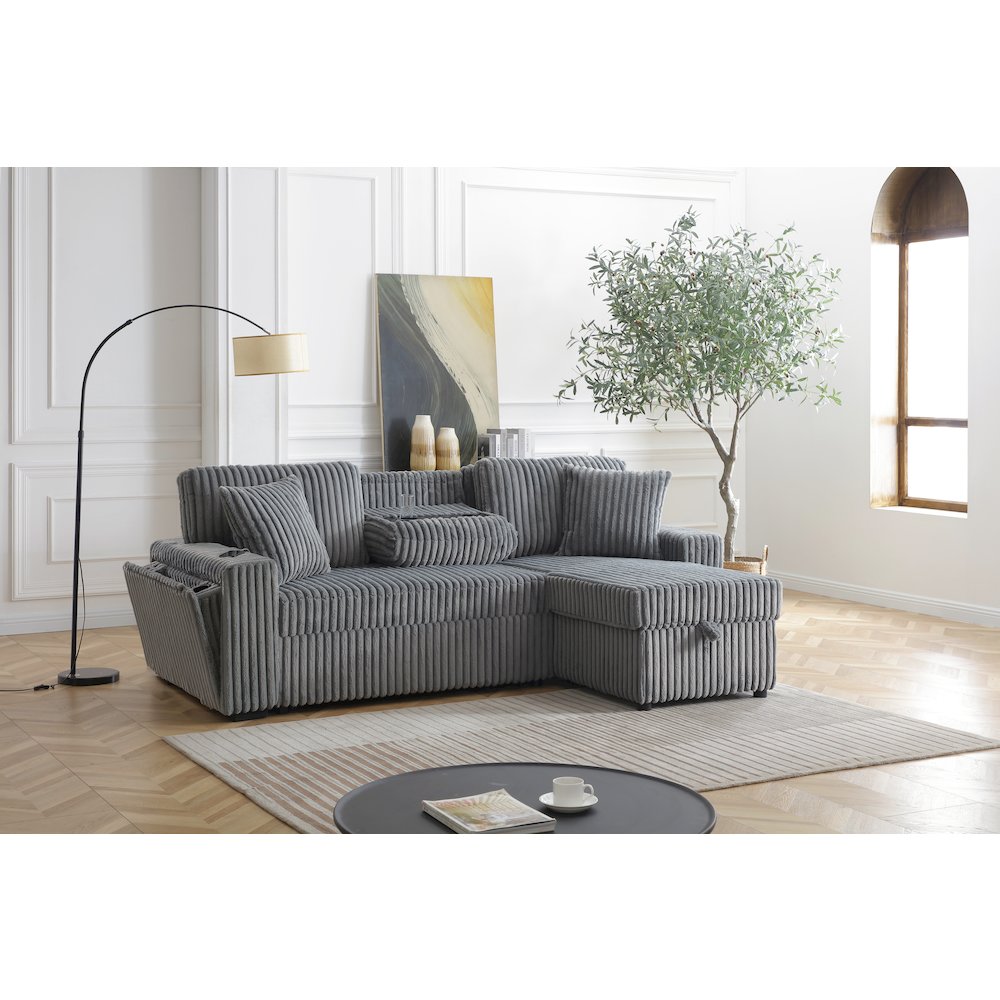 Connie Sofa Bed Chaise, Gray. Picture 2