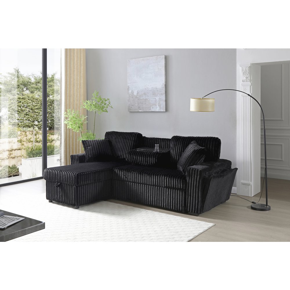 Connie Sofa Bed Chaise, Black. Picture 2