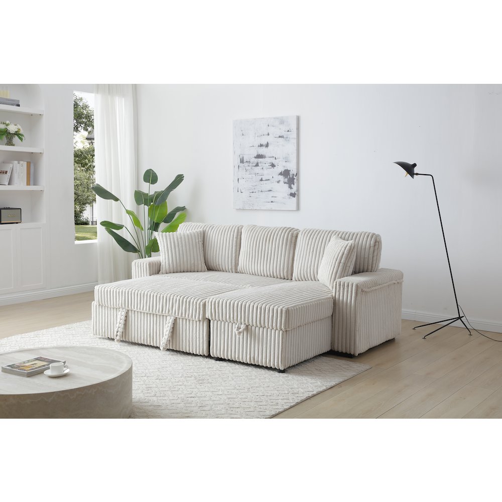 Connie Sofa Bed Chaise, Ivory. Picture 5