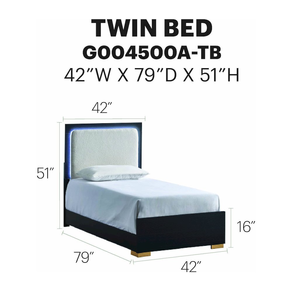 Glory Furniture Steeler Twin Bed, Black/Gold. Picture 7