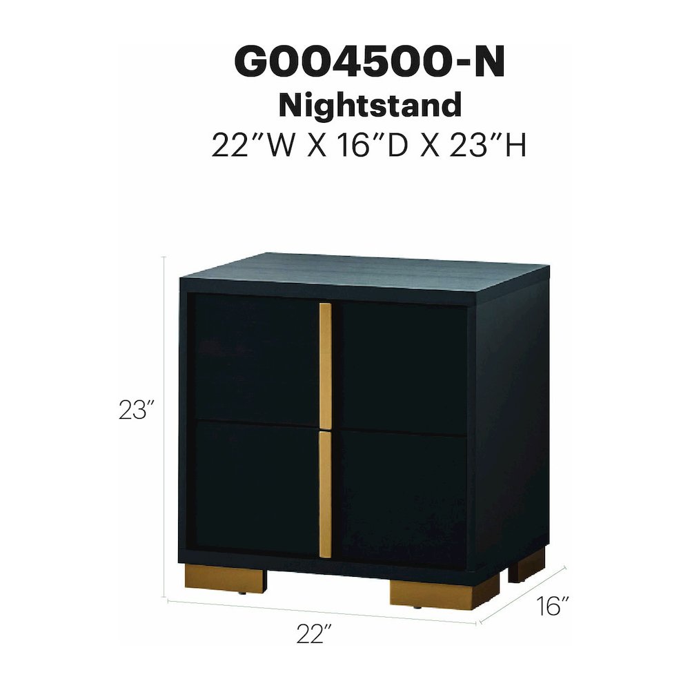 Glory Furniture Steeler Nightstand, Black/Gold. Picture 7