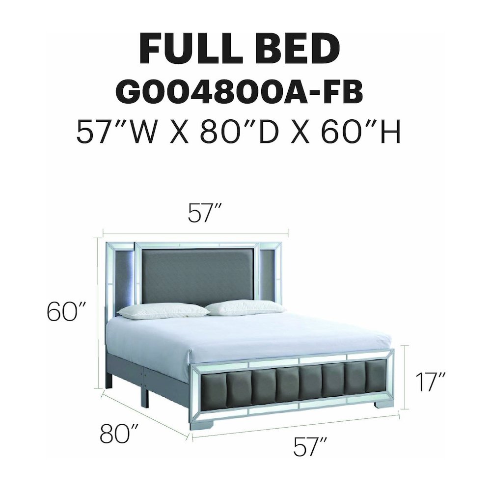 Glory Furniture Murry Full Bed, Silver Color. Picture 7