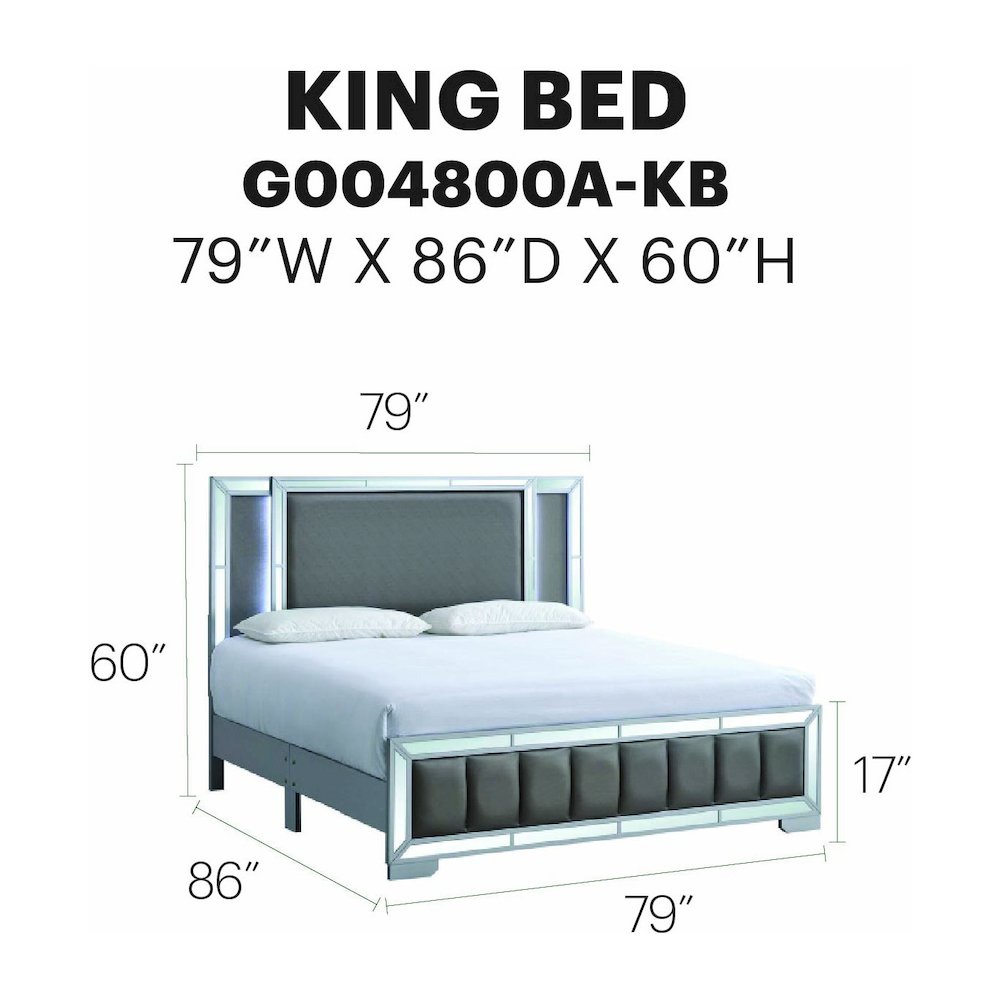 Glory Furniture Murry King Bed, Silver Color. Picture 7
