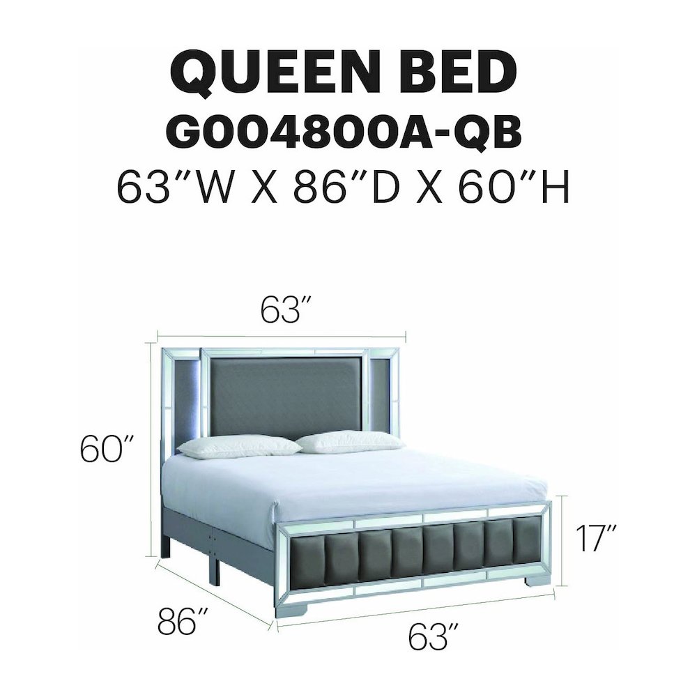 Glory Furniture Murry Queen Bed, Silver Color. Picture 7