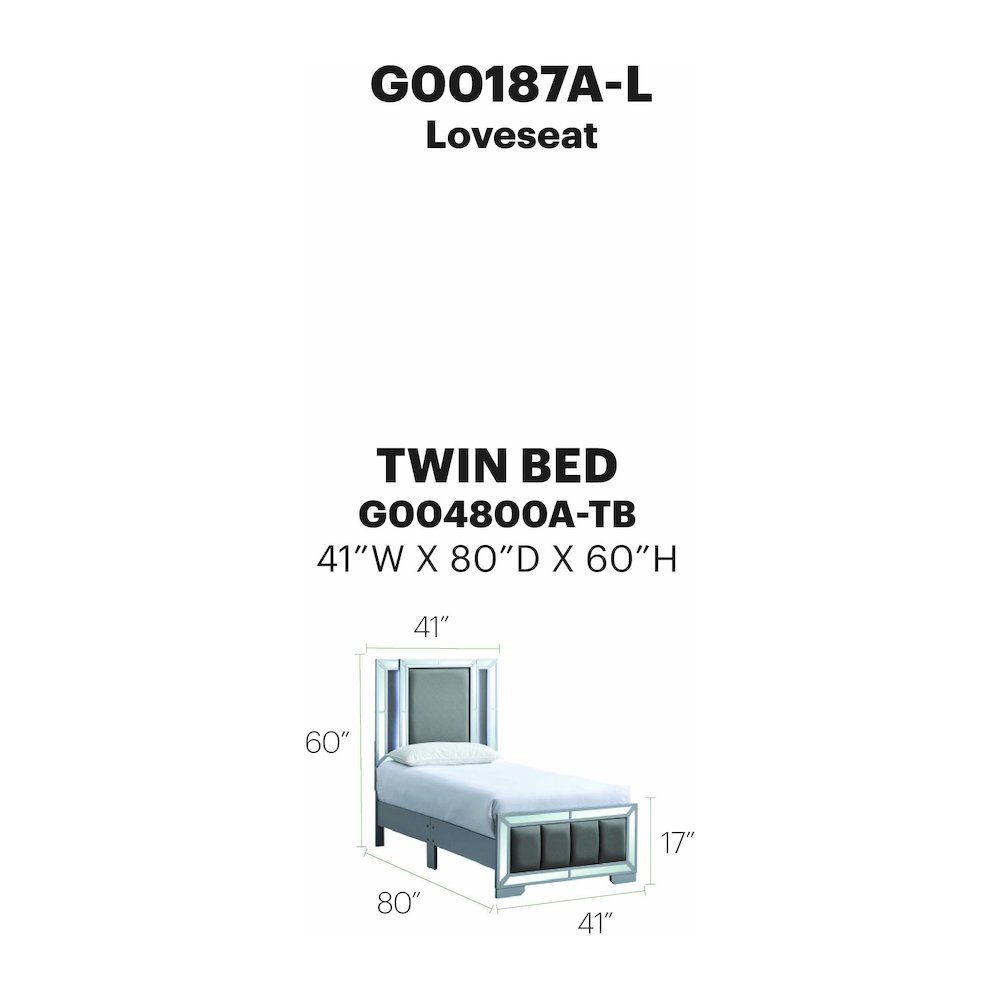 Glory Furniture Murry Twin Bed, Silver Color. Picture 7