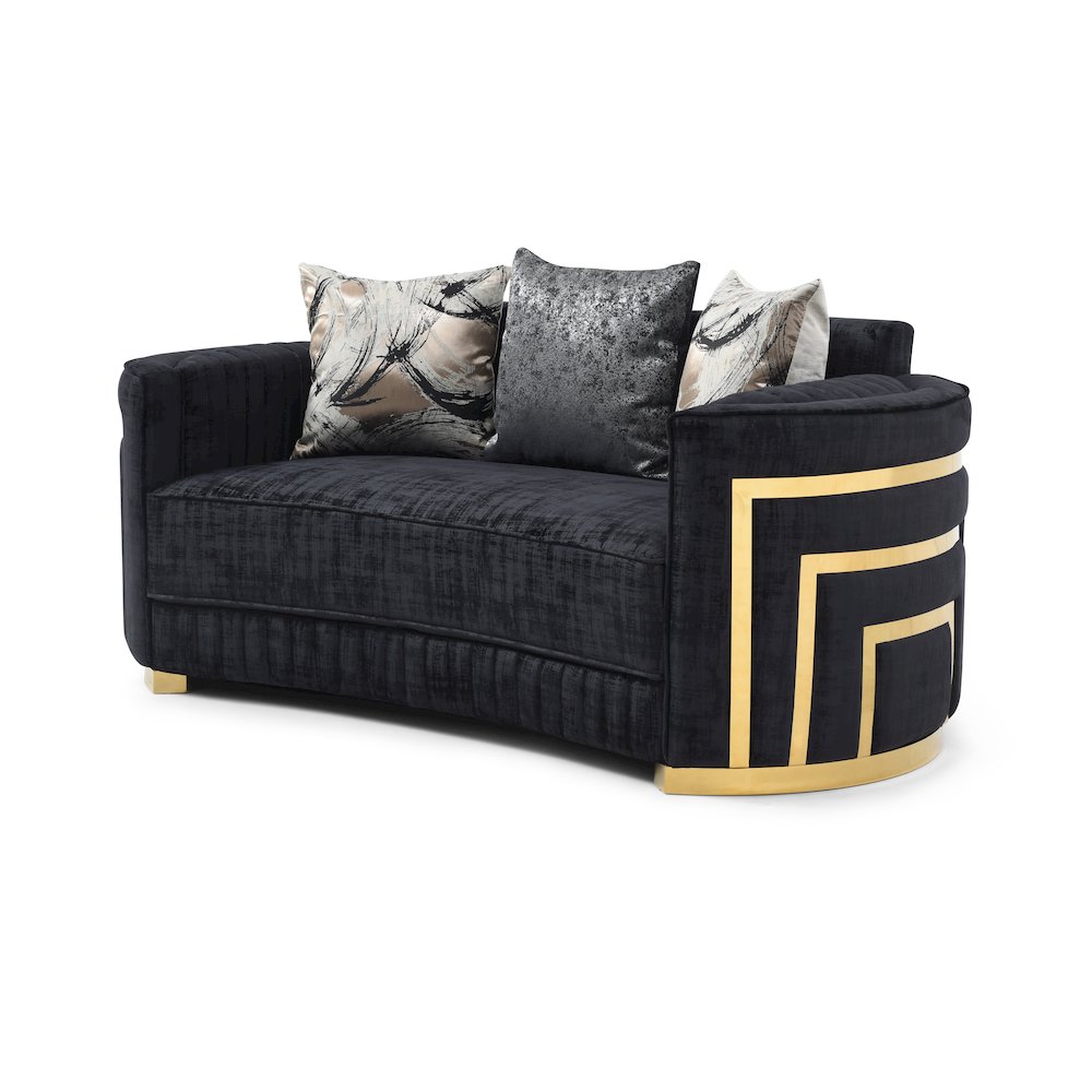 Contemporary Soledad Loveseat , Black. Picture 1