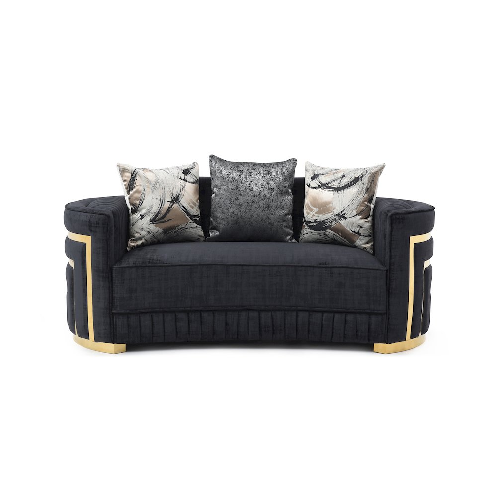 Contemporary Soledad Loveseat , Black. Picture 1