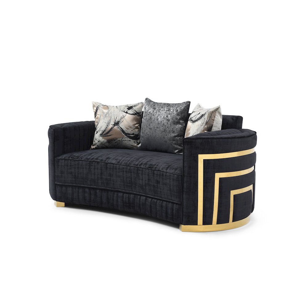 Contemporary Soledad Loveseat , Black. Picture 2