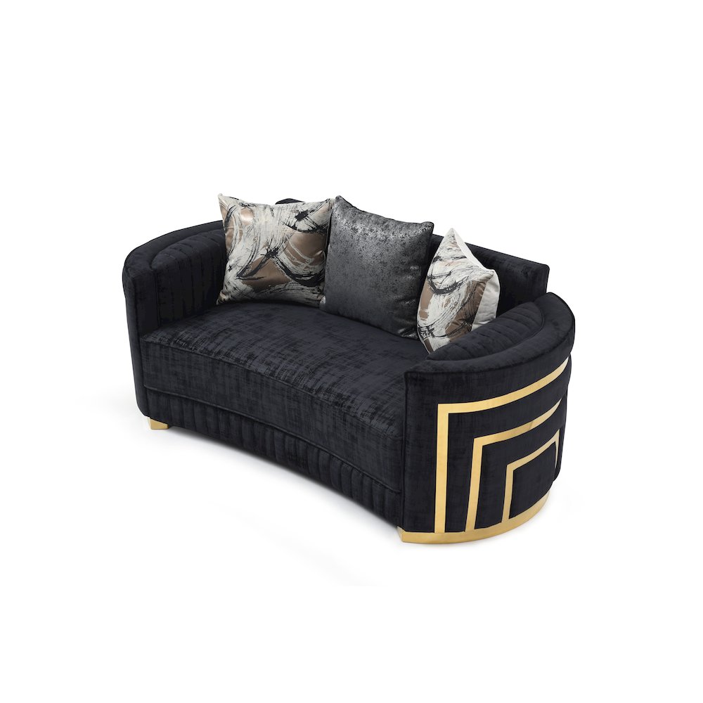 Contemporary Soledad Loveseat , Black. Picture 3