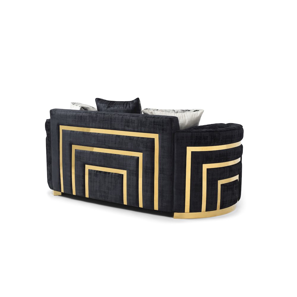 Contemporary Soledad Loveseat , Black. Picture 4