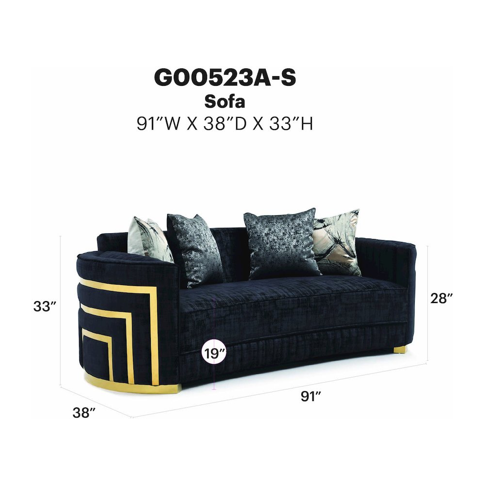 Contemporary Soledad Sofa , Black. Picture 1