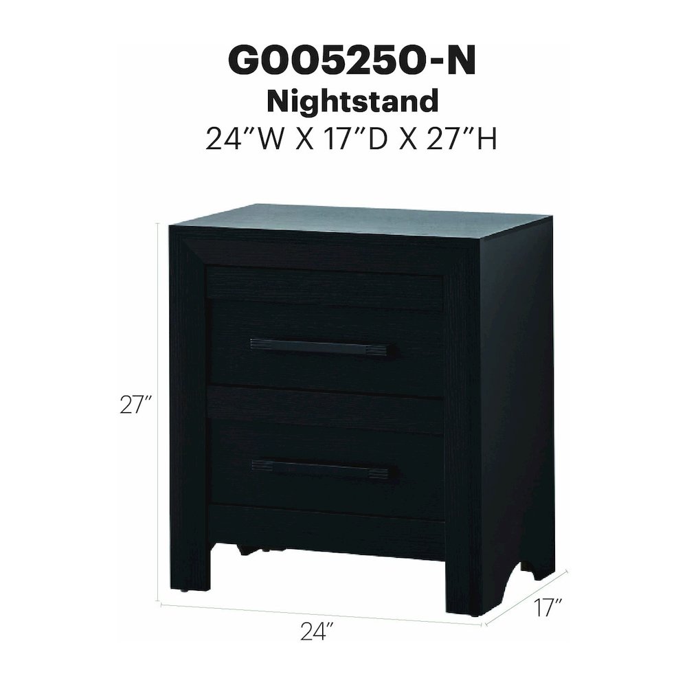 Nightstand with 2 Dovetail Drawers, Fully Assembled Bedside Table Bedroom, Black. Picture 7
