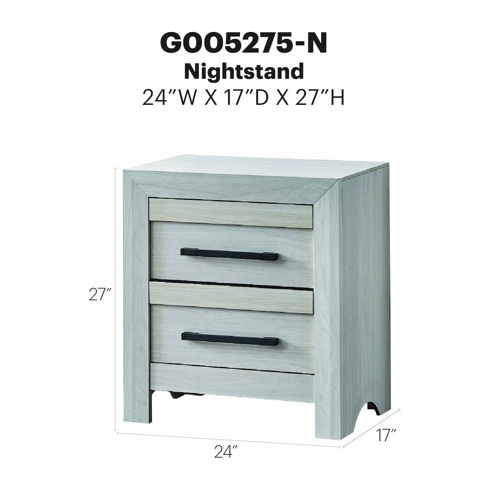Nightstand with 2 Dovetail Drawers, Fully Assembled Bedside Table Bedroom, Beige. Picture 7