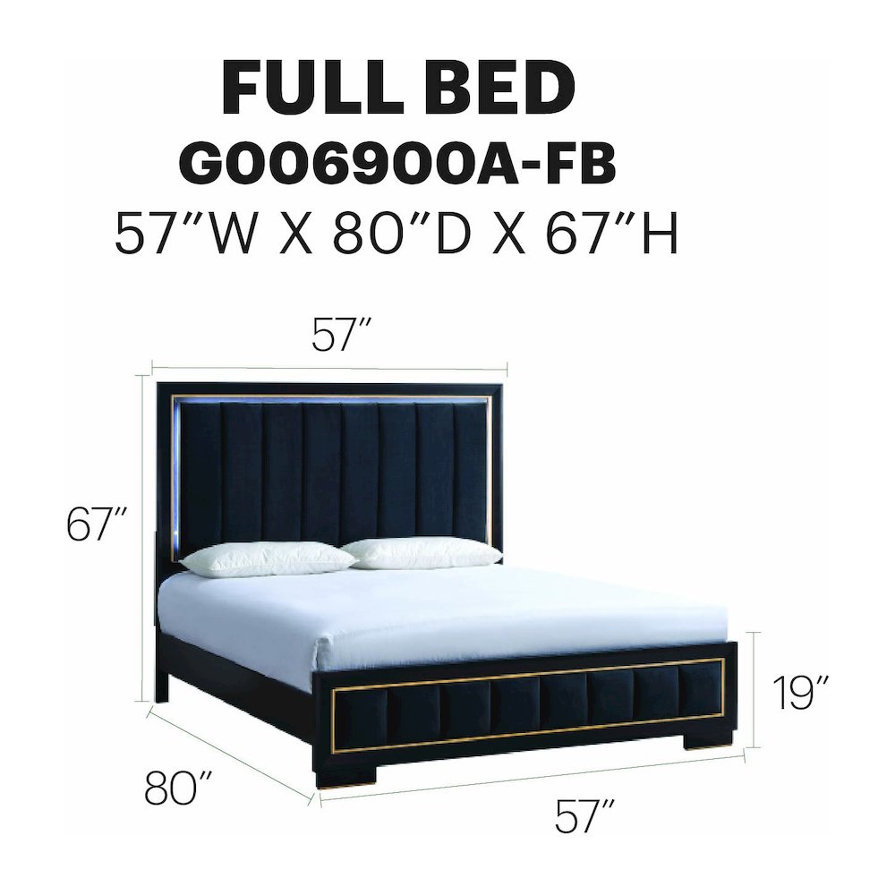Glory Furniture Kramer Full Bed, Black/Gold. Picture 7