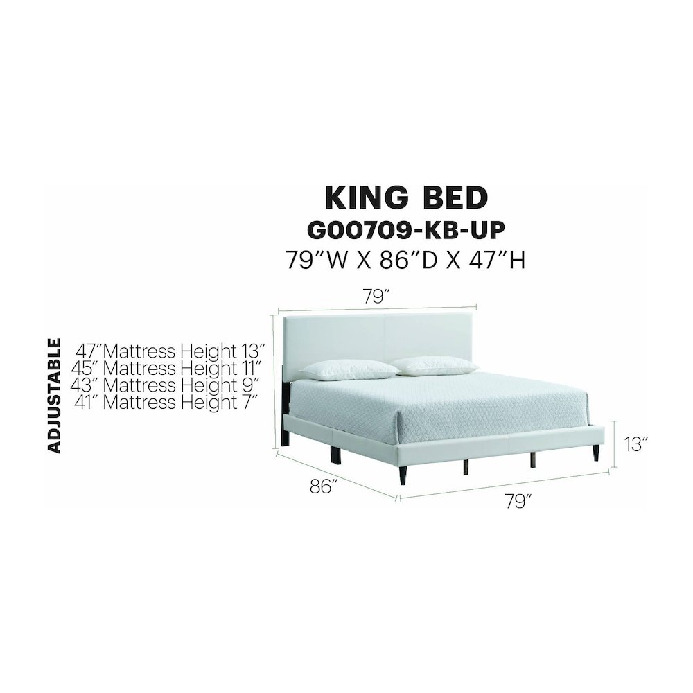 Baron King Size Platform Bed, White. Picture 7