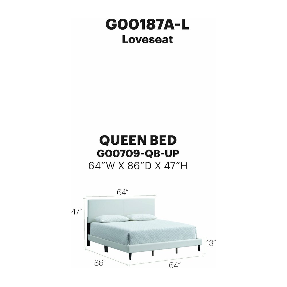 Baron Queen Platform Bed, White. Picture 7