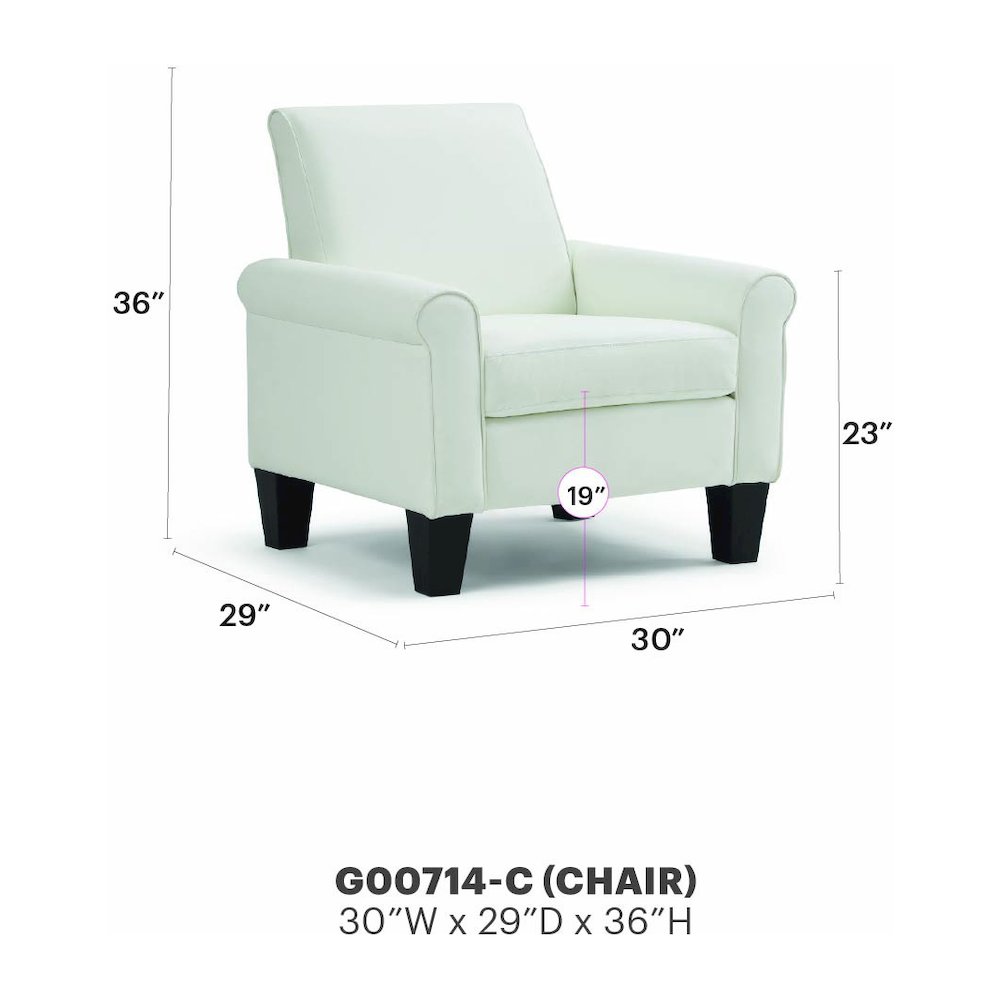 Glory Furniture Vineland Chair, White. Picture 7