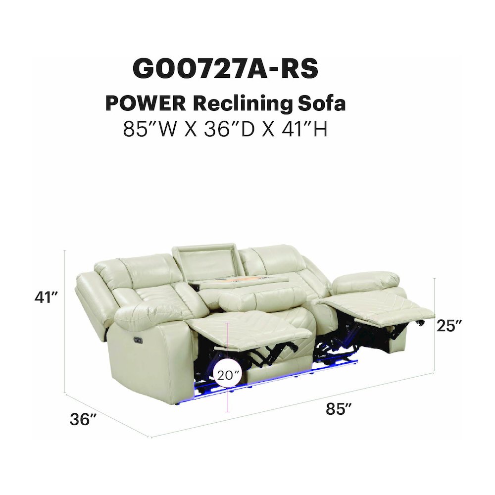 Sensa Power Reclining Sofa withTable withLed Belt Beige. Picture 8