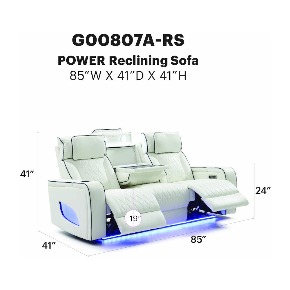 Glory Furniture Lumin Sofa, White. Picture 10