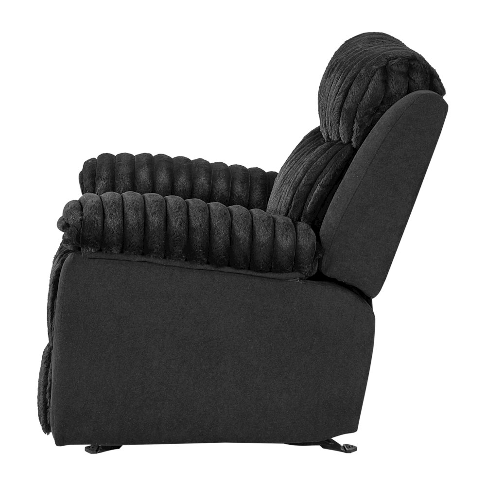 Plush Glider Recliner Chair with Led Belt Black. Picture 3