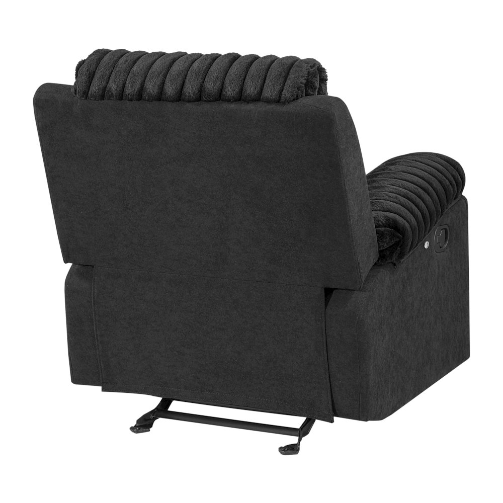 Plush Glider Recliner Chair with Led Belt Black. Picture 4