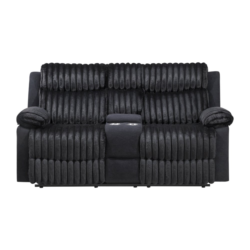 Plush Reclining Love Seat Black. Picture 1