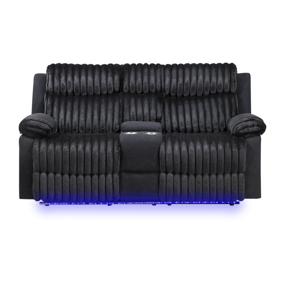 Plush Reclining Love Seat Black. Picture 2