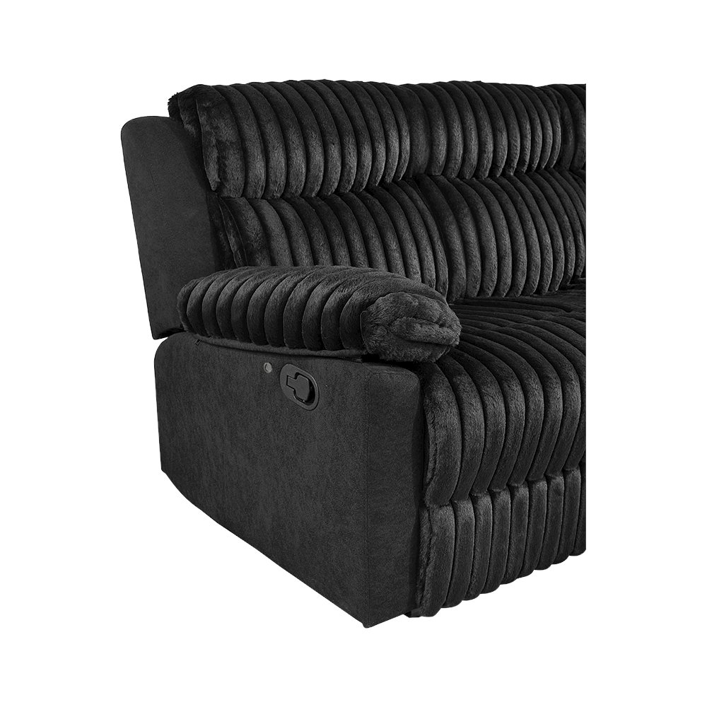 Plush 3 Seaters Sofa withTable with Led Belt Black. Picture 2