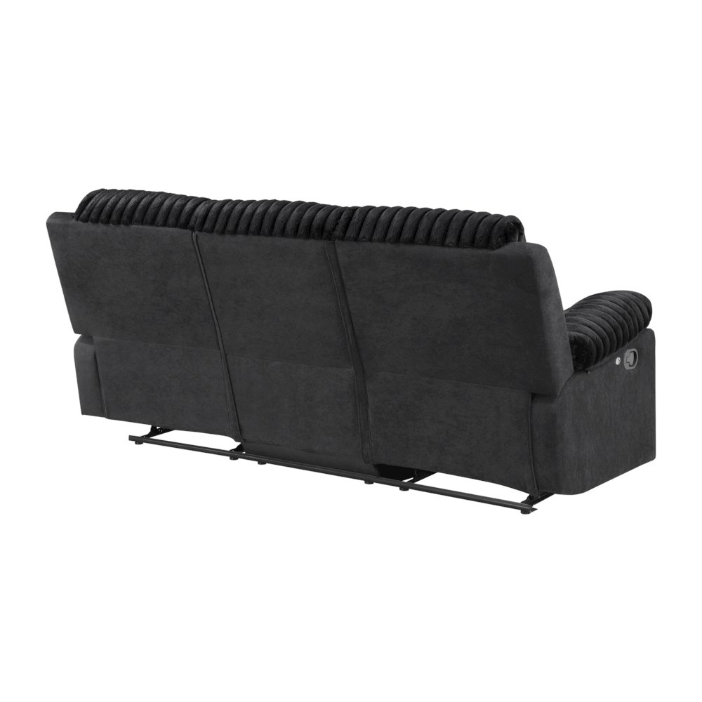 Plush 3 Seaters Sofa withTable with Led Belt Black. Picture 5