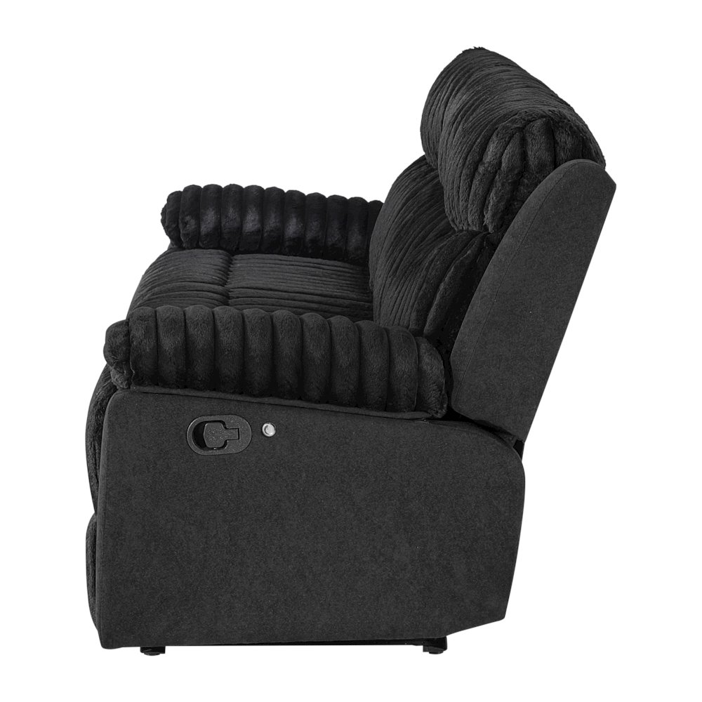 Plush 3 Seaters Sofa withTable with Led Belt Black. Picture 4