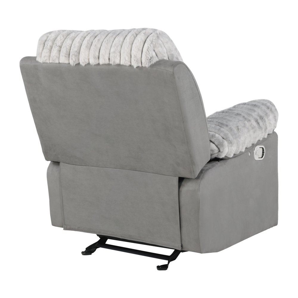 Plush Glider Recliner Chair with Led Belt Gray. Picture 4
