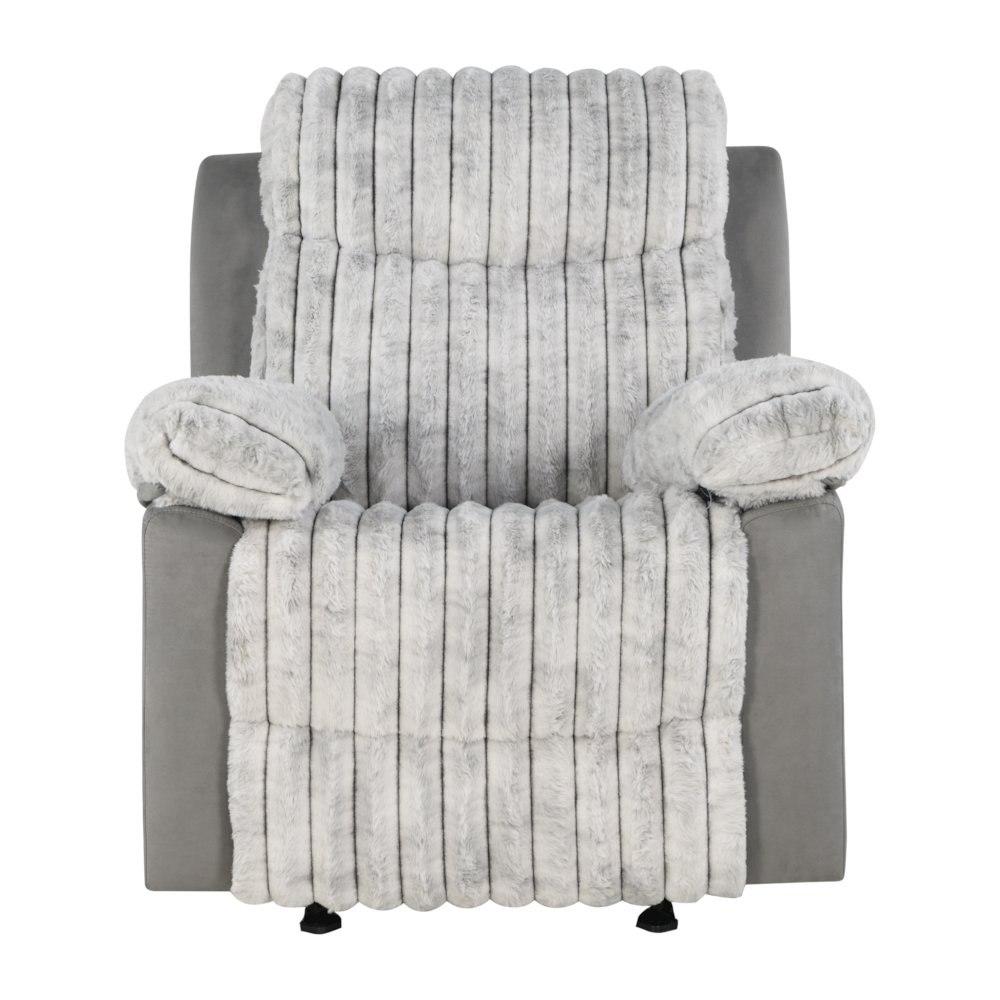 Plush Glider Recliner Chair with Led Belt Gray. Picture 3