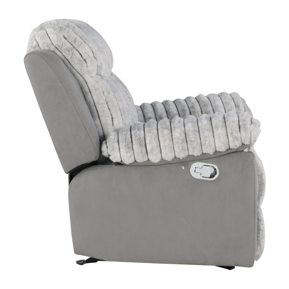 Plush Glider Recliner Chair with Led Belt Gray. Picture 2