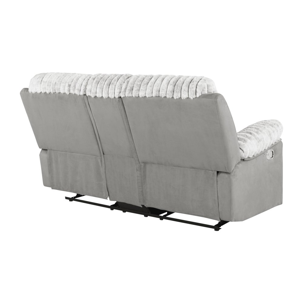 Plush Reclining Love Seat Gray. Picture 4