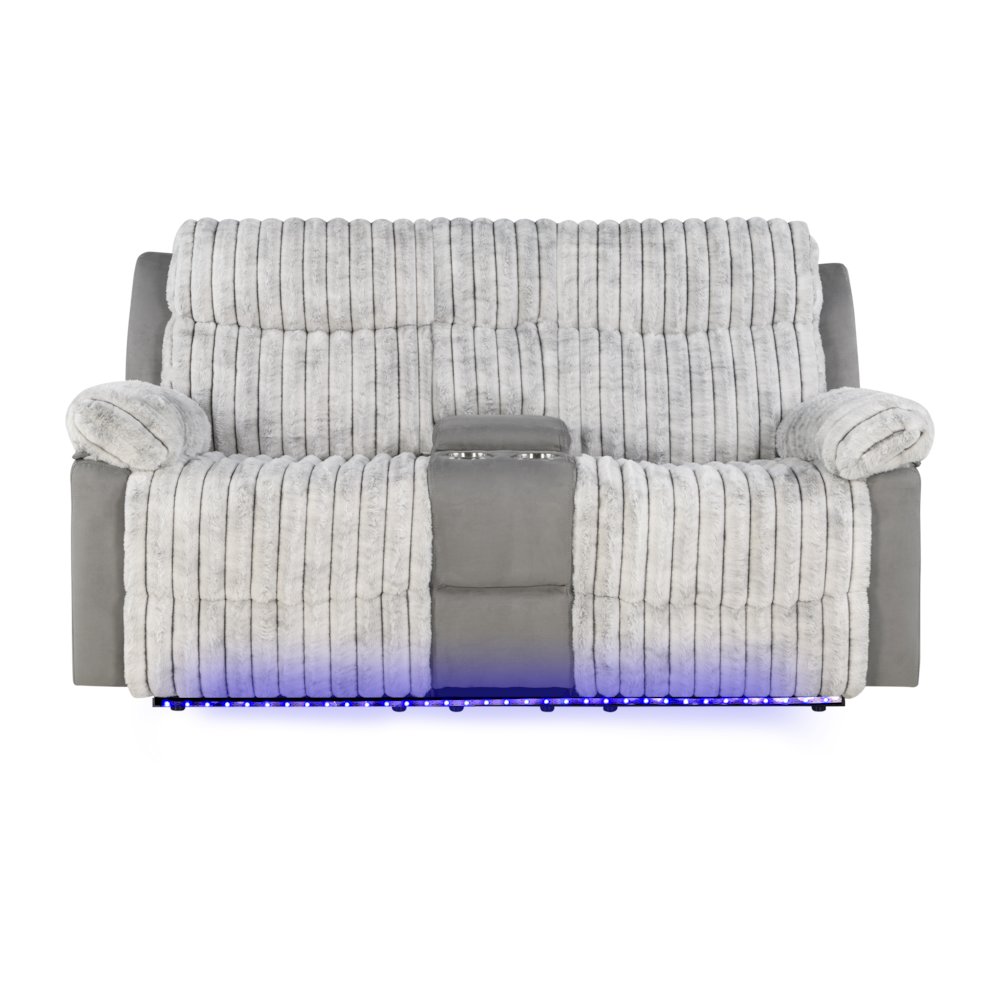 Plush Reclining Love Seat Gray. Picture 1