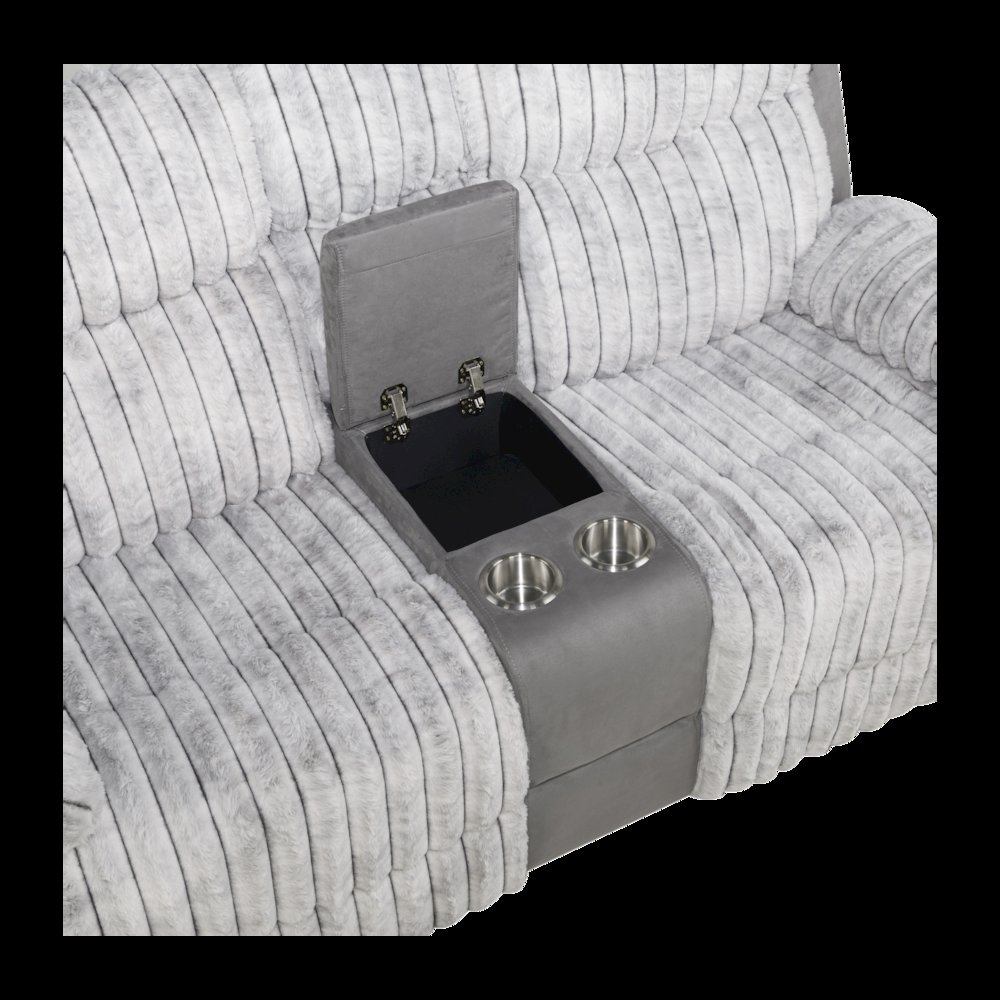 Plush Reclining Love Seat Gray. Picture 6