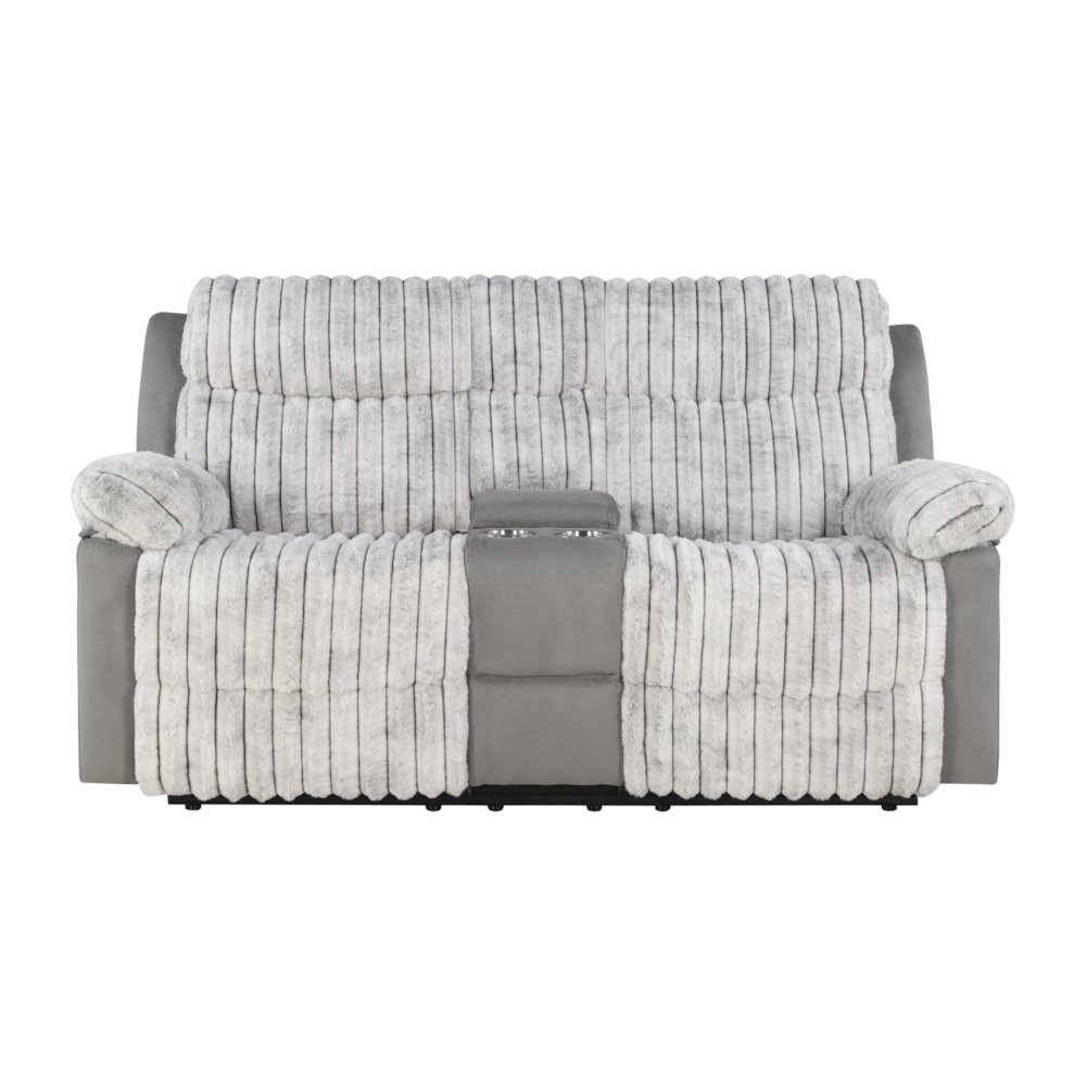 Plush Reclining Love Seat Gray. Picture 2