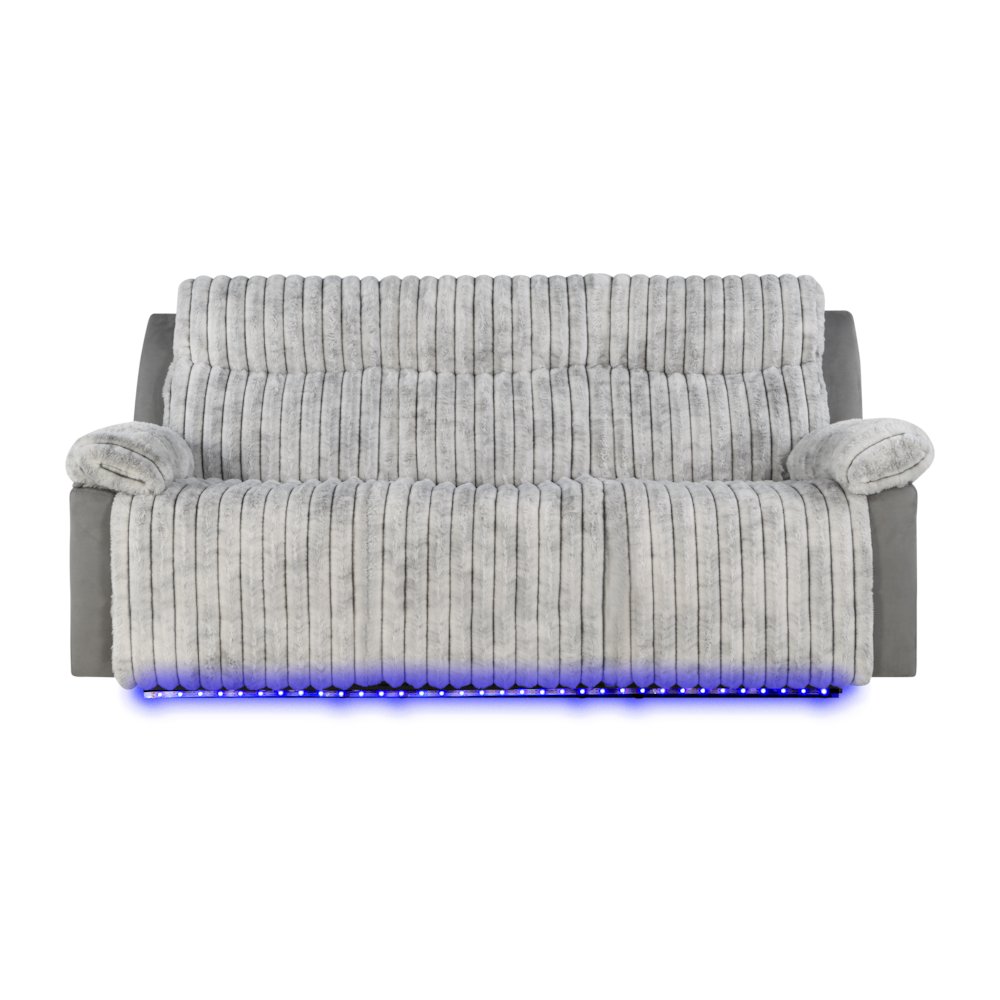 Plush 3 Seaters Sofa withTable with Led Belt Gray. Picture 2