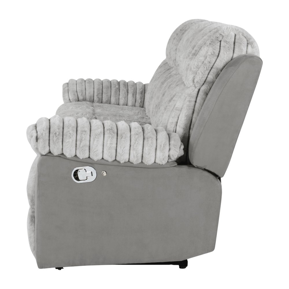 Plush 3 Seaters Sofa withTable with Led Belt Gray. Picture 3