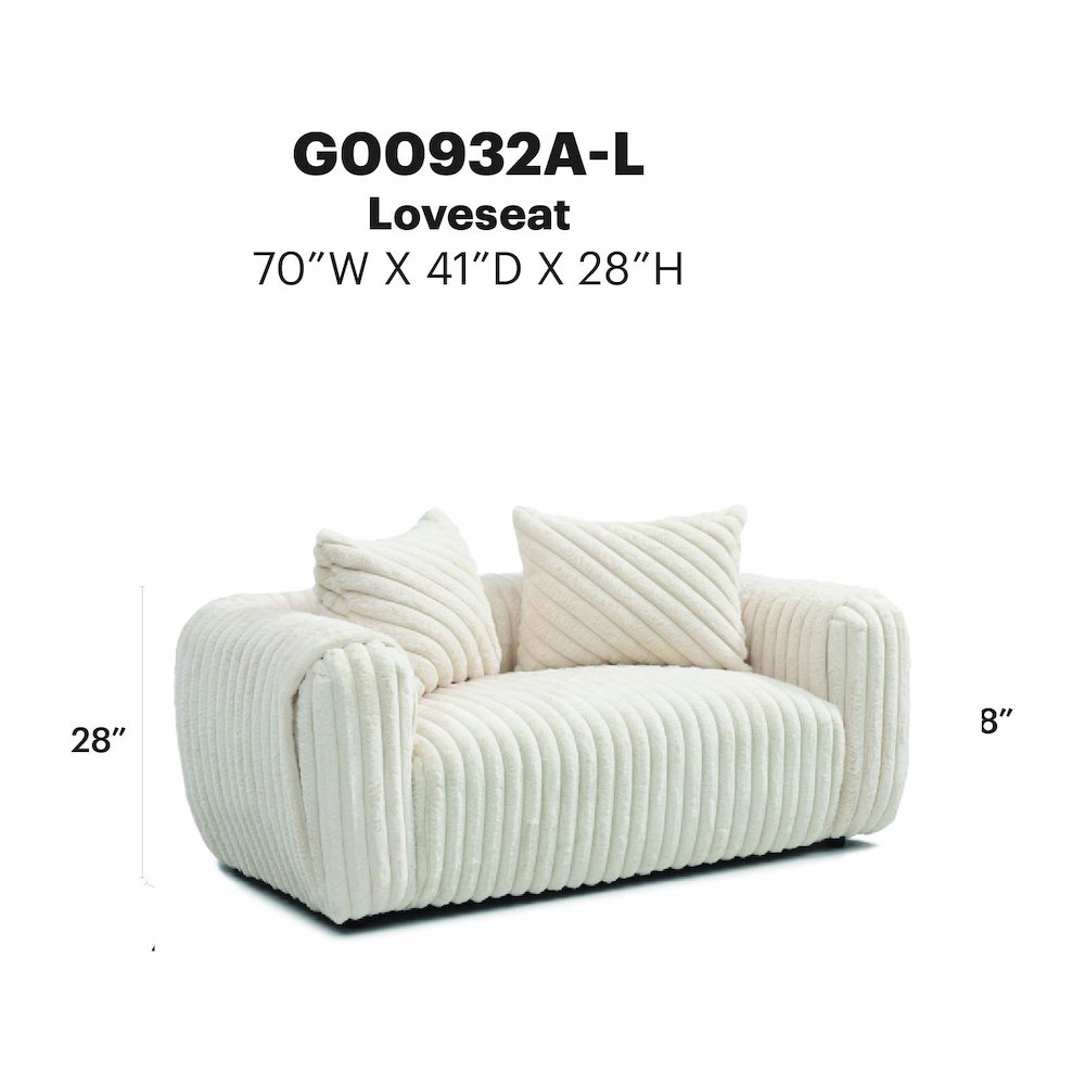 Contemporary Cancun Loveseat , White. Picture 5