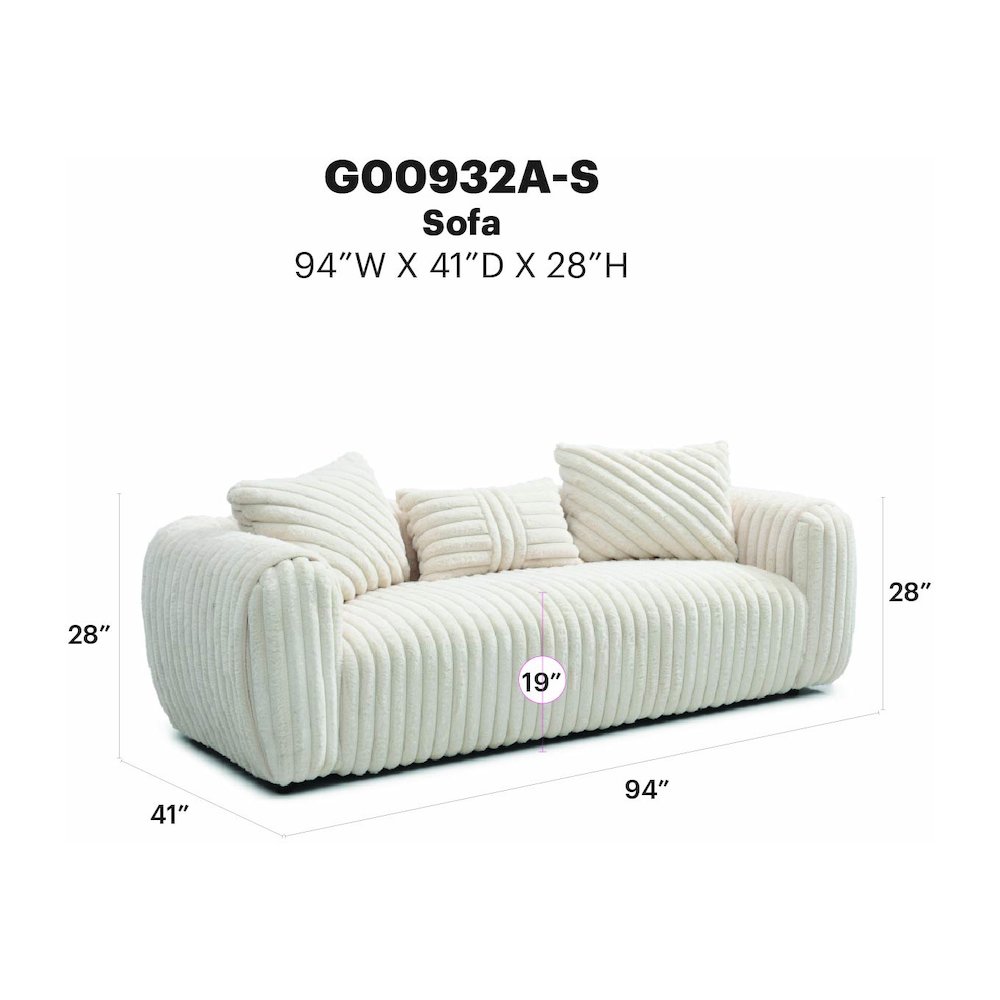 Contemporary Cancun Sofa , White. Picture 5