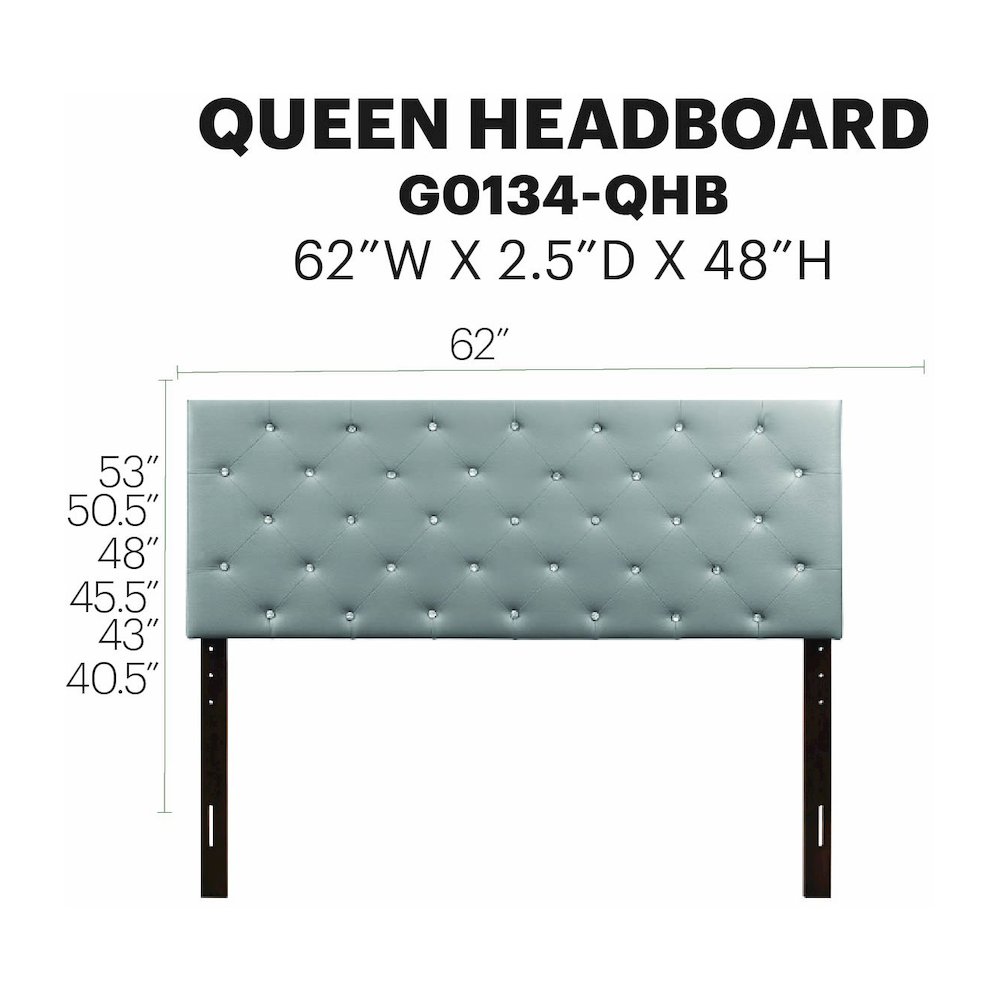 Glory Furniture Super Nova Queen Headboard in Light Grey Color. Picture 7