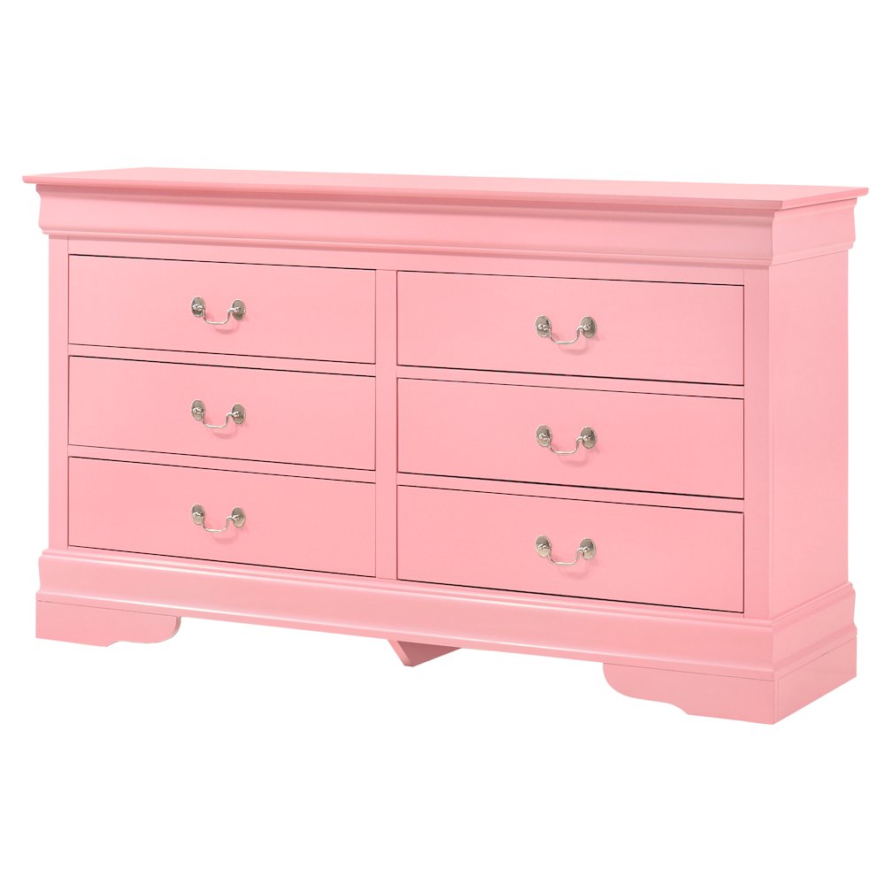 Glory Furniture LouisPhillipe Dresser in Pink Color. Picture 1