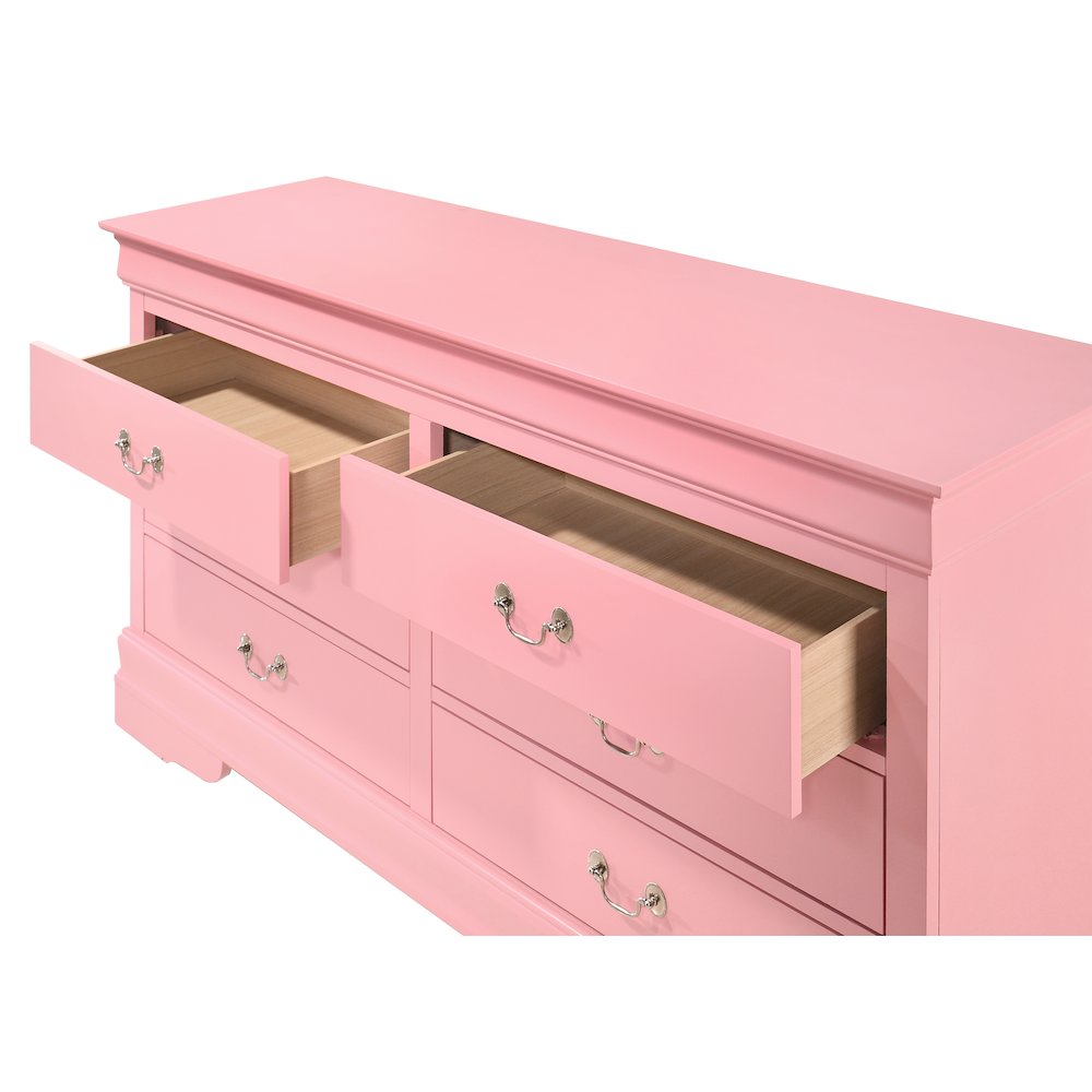 Glory Furniture LouisPhillipe Dresser in Pink Color. Picture 3